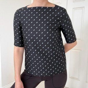 Women's Unique Black with Lightning Motifs Top Blouse, Small, New without tags.